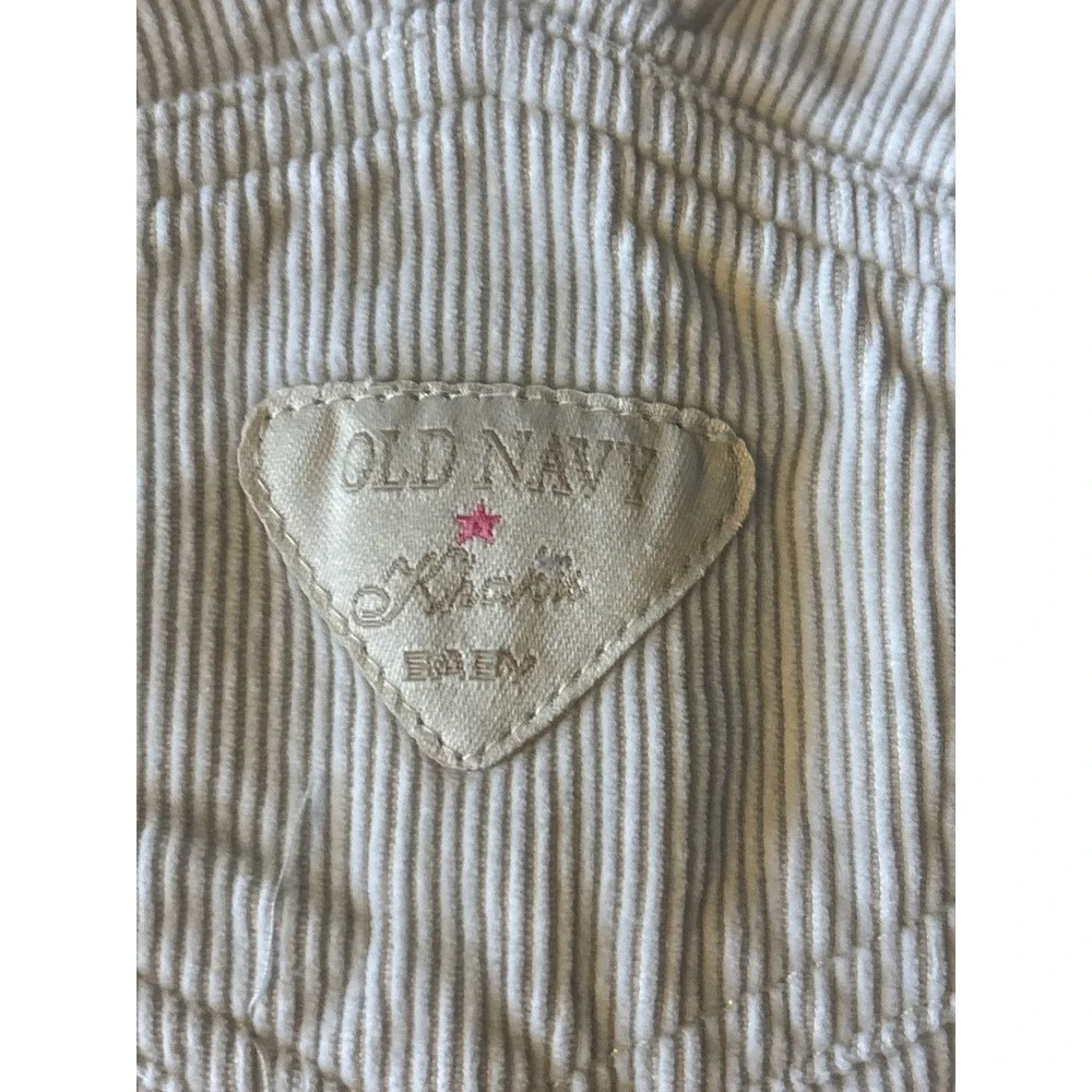 Old Navy Corduroy Overalls Baby Girls‎ 12-18M Cream Floral Excellent Dungarees